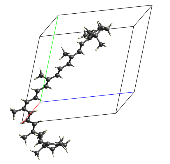 Image generated using Crystal Explorer 3.1 using data available from the Crystallography Open Database (# 2016501). Crystals are of a monoclinic P21/c structure with two molecules in the unit cell.